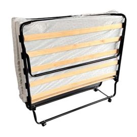 Ebac - Lit Pliant - - Gain De Place - 15 Lattes Bois Made In France - 1 / 2 Personne - Gris