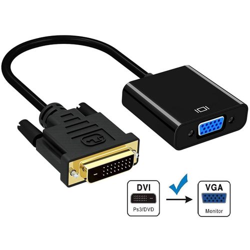 Convertisseur adaptateur DVI vers VGA - Câble adaptateur vidéo 1080P mâle vers femelle M/F