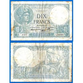 France 10 Francs 1941 Billet Minerve Bleu Franc Frs Frc Frcs