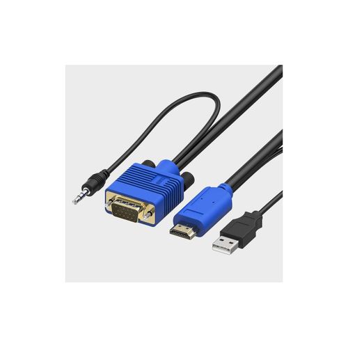 Câble convertisseur vidéo HDMI mâle vers VGA mâle et RCA Audio HDMI vers VGA