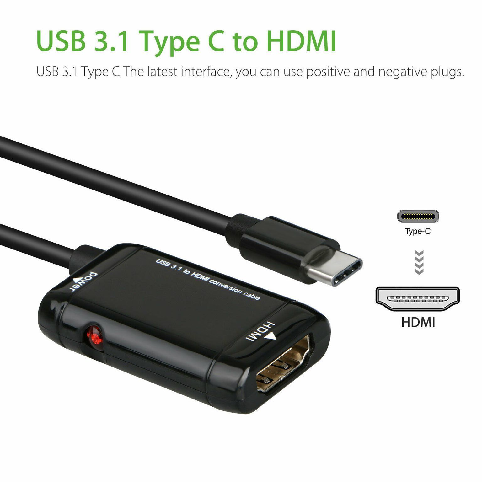 Adaptateur USB-C Type C vers HDMI, cble USB 3.1 pour tlph... - 5