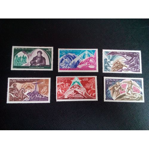 Timbre Monaco Yt 758 A 763 Séries: François-René De Chateaubriand, 200e Anniversaire 1968 ( 70305 )