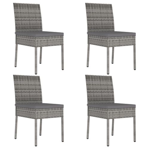 Vidaxl Chaises De Salle À Manger De Jardin 4 Pcs Résine Tressée Gris