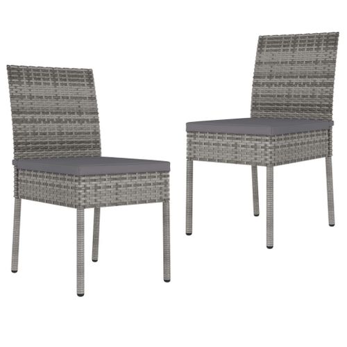 Vidaxl Chaises De Salle À Manger De Jardin 2 Pcs Résine Tressée Gris
