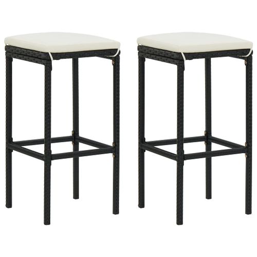Vidaxl Tabourets De Bar Avec Coussins Lot De 2 Noir Résine Tressée