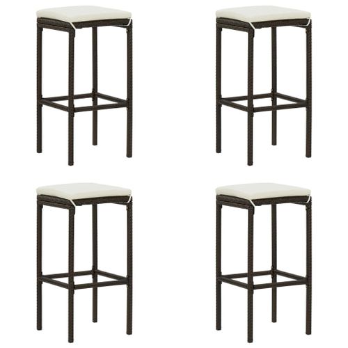 Vidaxl Tabourets De Bar Avec Coussins Lot De 4 Marron Résine Tressée