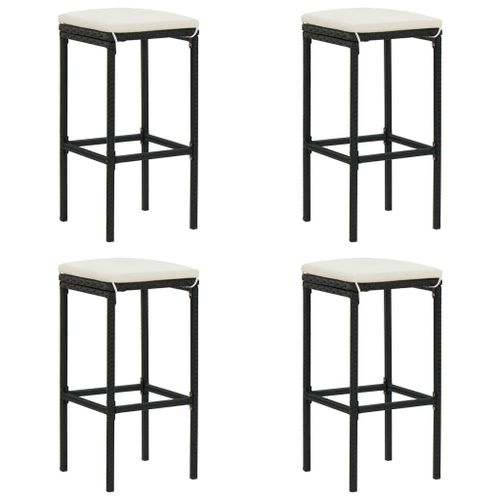 Vidaxl Tabourets De Bar Avec Coussins Lot De 4 Noir Résine Tressée