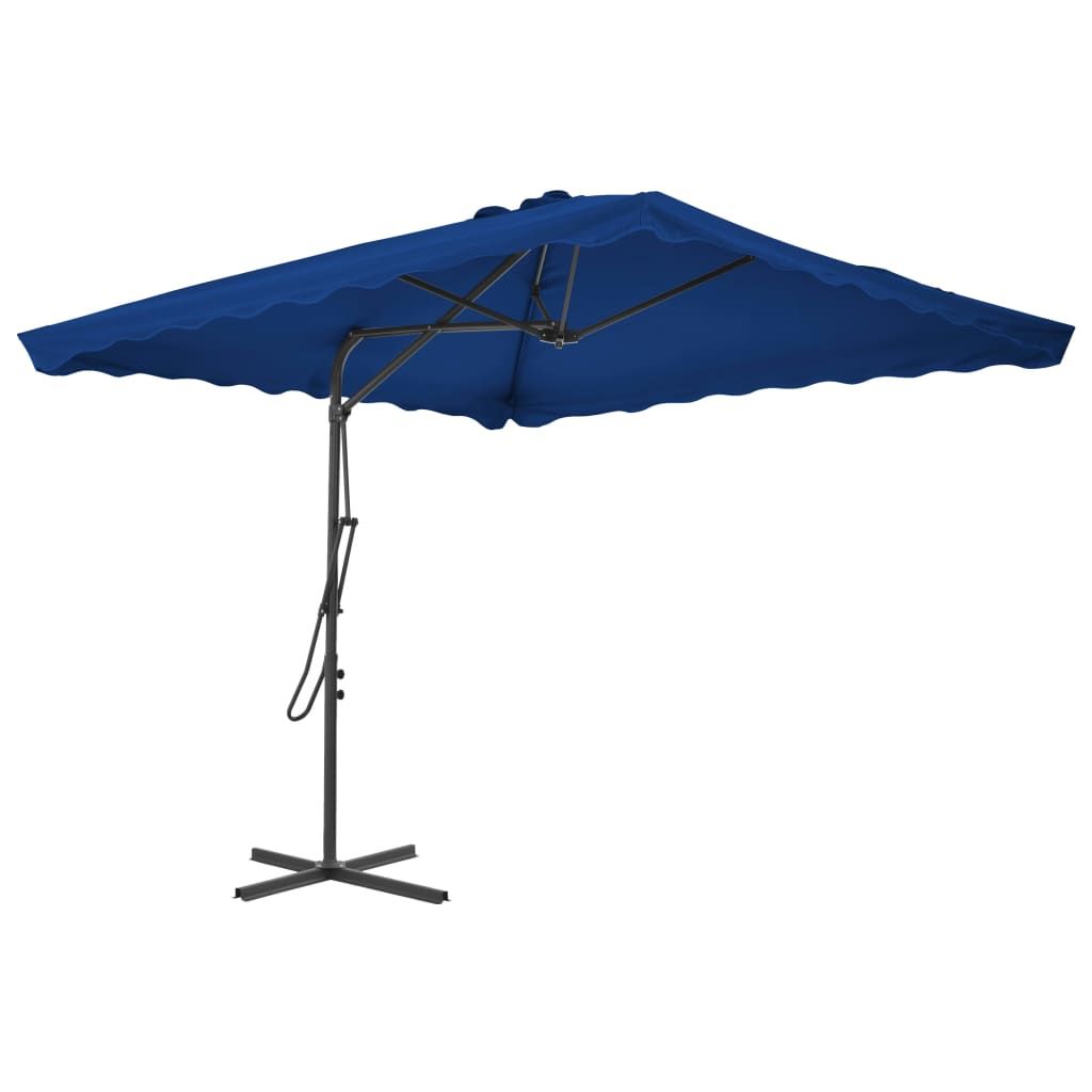 Vidaxl Parasol D'extérieur Avec Mât En Acier Bleu 250x250x230 Cm