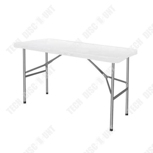 Table De Réception Pliante 122 Cm Pour 4 Personnes Table De Réception En Acier Plateau En Polyéthylène Table De Réception Blanche