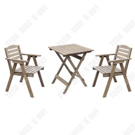 Td Salon De Jardin Ensemble De Sièges 3 Pièces En Bois Pour 2personnes Pliables Peu Encombrants Meubles Jardin Table Chaises Ensembl