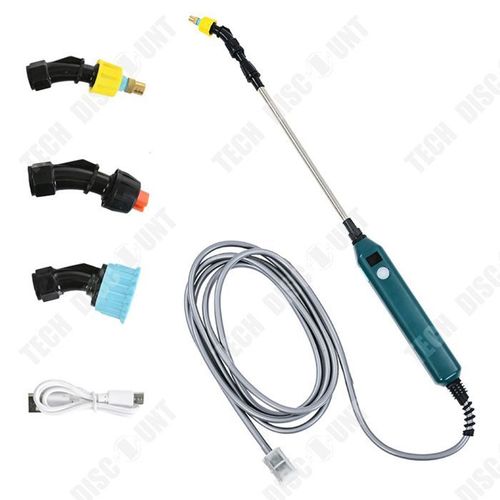 TD Lance télescopique 2400mAh USB Lance télescopique alu 5m avec 3 buse Lance d'Arrosage Pulverisateur Electrique Pulverisateur Lanc