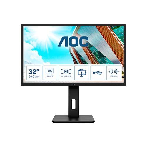 AOC Q32P2 - Écran LED - 31.5" - 2560 x 1440 QHD @ 75 Hz - IPS - 250 cd/m² - 1000:1 - 4 ms - 2xHDMI, DisplayPort - haut-parleurs - noir