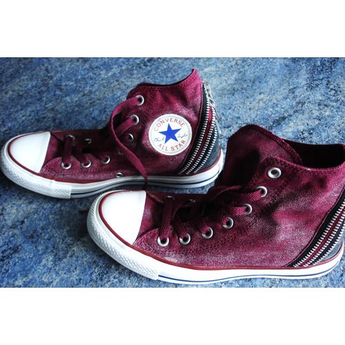 Baskets Converse Montantes Femme Couleur Bordeau Et Grises Femme Taille 37,5