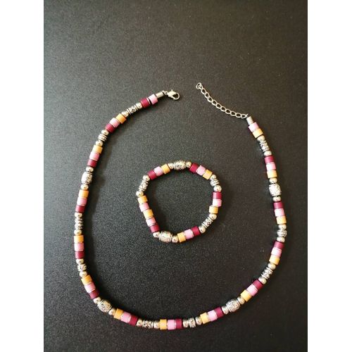 Ensemble Bracelet Et Collier De Perles Fantaisies
