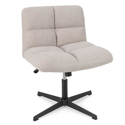 Costway Chaise De Bureau Moderne Sans Accoudoirs-Polaire Imitation Agneau, Hauteur Du Siège Réglable 48-61cm, Charge Max.160kg, Gris