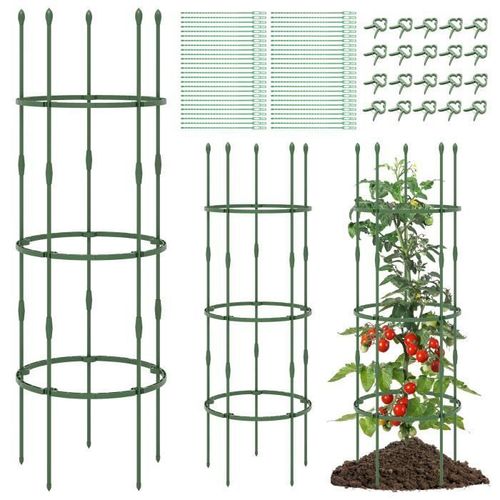 Costway Lot De 3 Treillis Obélisque De Jardin, 3 Hauteur Réglable, Support Cage À Tomates 2 En 1 Pour Plantes Grimpantes En Métal
