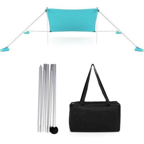 Costway Tente De Plage 4 Personnes 3 X 3m-Anti Uv Upf50+-Sac De Transport Portable-4 Sacs Pour Sable-Piquets De Sol-2 Poteaux-Vert