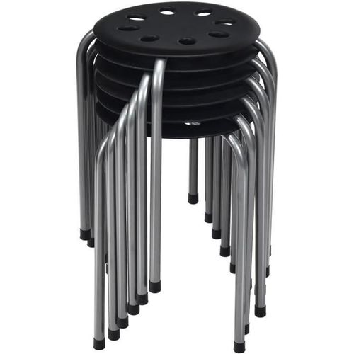 Costway 6 Tabourets Empilables 30 X 40,5 Cm (Dia X H), Cadre En Métal Joint En Forme De X Stable Pour, Cuisine, Bistro Gris Foncé
