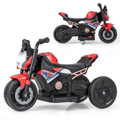 Costway Moto Électrique Enfants 6v, Conversion 2 Roues Ou 3 Roues, Effets Lumineux Et Sonores, Klaxon, Pour Enfants Max 3 Ans, Rouge