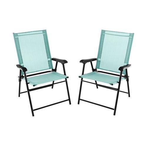 Costway Lot De 2 Chaises De Jardin Pliables En Textilène Respirant Chaises De Camping Avec Verrou De Sécurité Et Dossier Haut Vert