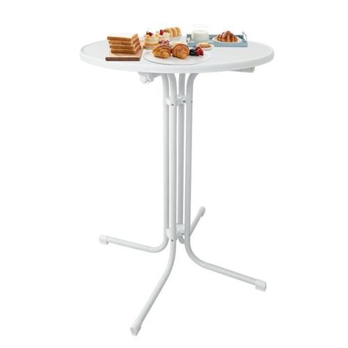 Yuenfong Table Mange-Debout Pliante Ø79cm Ronde Table De Bistrot - Hauteur : 110 Cm - Pour Jardin, Café, Bistrot, Fête - Blanc