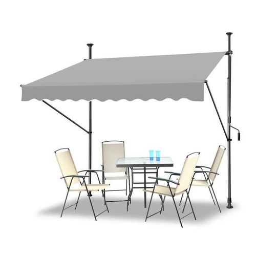 Yuenfong 250 X 120 Cm Store De Balcon Avec Manivelle - Brise-Vue - Rétractable Manuellement - Résistant Aux Uv, Gris