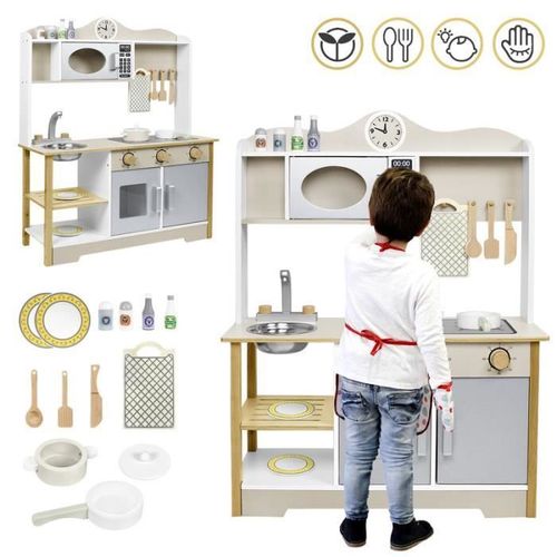 Yuenfong Cuisine En Bois Avec Du Bois Accessoires De Cuisine Cuisine Jouet Jouets Pour Enfants À Partir De 3 Ans