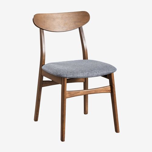 Pack De 4 Chaises De Salle À Manger Cloda En Tissu Et Bois Bois Foncé - Gris