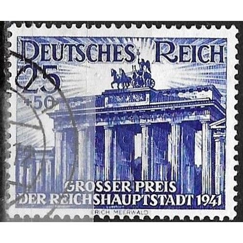 Allemagne, 3ème Reich 1941, Beau Timbre Yvert 727, Porte De Brandebourg, Grand Prix Hippique De Berlin, Oblitéré, Tbe.