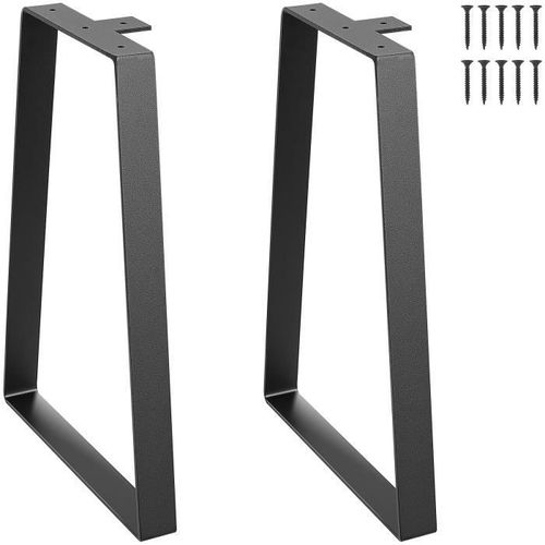Pied De Table - Vevor - 2pcs Pied De Bureau Basse Meuble Acier Massif Trapézoïdaux 406,4 Mm Noir