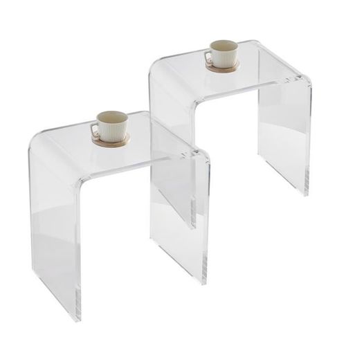 Table Acrylique - Vevor - 2pcs,415x305x460 Mm,Charge Maximale 25 Kg,Table D'appoint En Forme De C,Pour Tables De Chevet, Salon