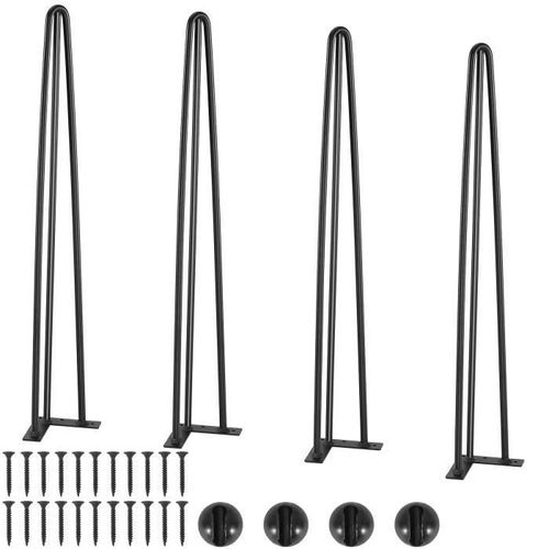 Pied De Table - Vevor - 4pcs Pied De Bureau Épingle À Cheveux Bureau Meuble 71cm Acier Massif Noir