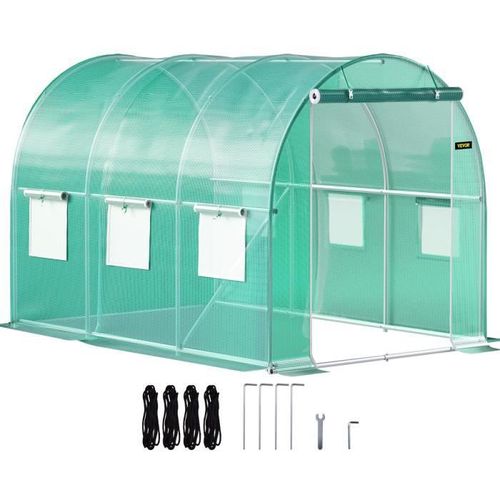 Serre De Jardin Tunnel - Vevor - Serre Tunnel Cadre Galvanisé Couverture Étanche Plantes 3x2,1x2,1 M Vert