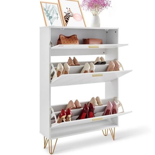 Armoire À Chaussures - Vevor - Meuble À Chaussures Meuble De Rangement À Chaussures Avec 3 Tiroirs À Bascule Entrée