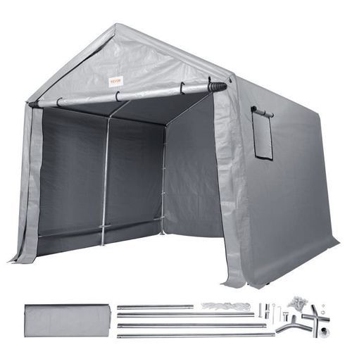 Tente De Rangement Extérieur - Vevor - 213,4 X 365,8 X 224,3 Cm,Toute La Saison, Avec Porte Coulissante Zippée,Gris,36 Kg