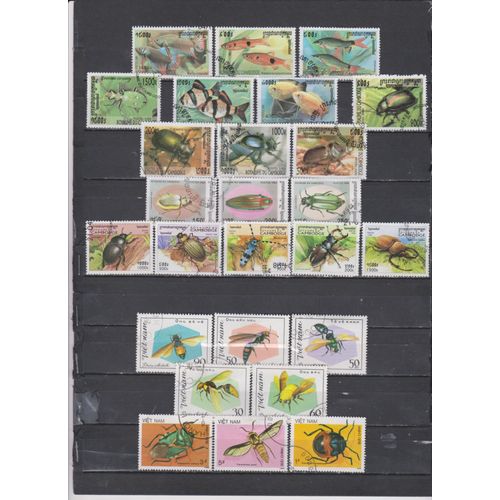 26 Timbres Cambodge & Vietnam Obliteres De 1982 À 2000