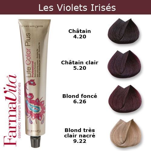 Coloration Cheveux Farmavita - Tons Violets Irisés Blond Foncé Violet Irisé Rouge 6.26 