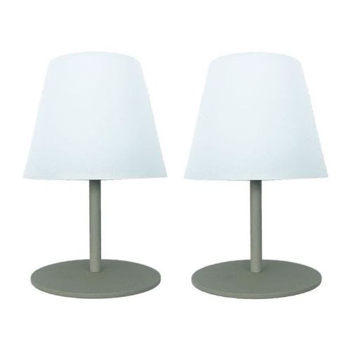 Set De 2 Lampes De Table Led Sans Fil Twins Olive Aluminium H16cm