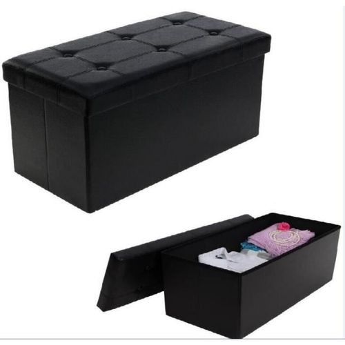 Teeno® Canapé Pouf Avec Coffre De Rangement - Noir - 76 X 38 X 38 Cm - Simili Cuir - Max 300 Kg