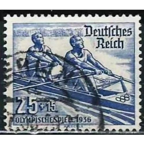 Allemagne, 3ème Reich 1936, Jeux Olympiques De Berlin, Beau Timbre Yvert 571 Aviron, Filigrane Croix Gammées, Oblitéré, Tbe -