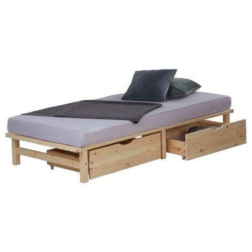 Homestyle4u - Lit En Palette 90x200 Cm Avec 2 Tiroirs Sommier À Lattes
