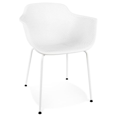 Chaise Avec Accoudoirs Perforée 'drak' Blanche Intérieure / Extérieure