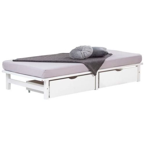 Homestyle4u - 2287 - Lit En Palette Blanc 90x200 Cm Avec 2 Tiroirs Sommier À Lattes