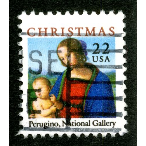 Timbre Oblitéré Usa 22, Christmas, Perugino, National Gallery