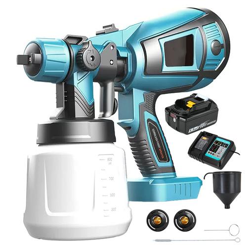 18V pulvérisateur de peinture sans fil pour hvlp de peinture.avec 3 buses et 2x5500mAH batterie et chargeur-compatible avec Makita