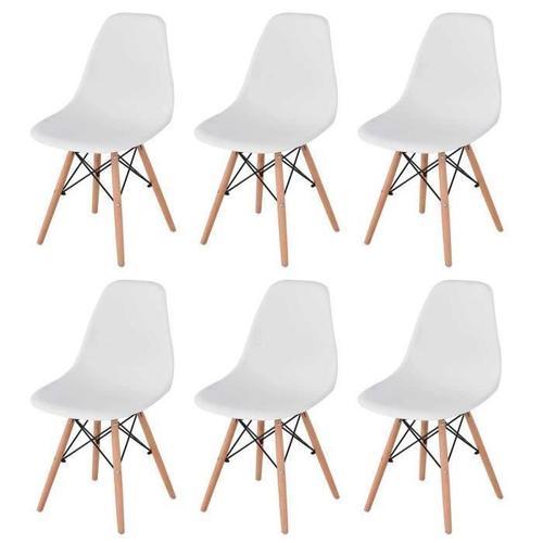 Lot De 6 Chaises - Chaises De Salle À Manger Scandinaves - Pieds Hêtre - L46 X P41 X H83 (Blanc)