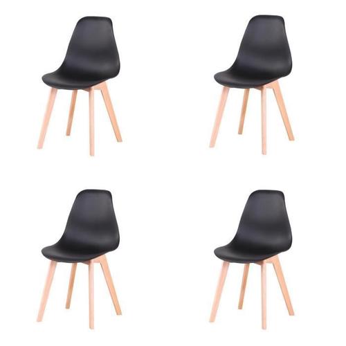 Dowisdoly Lot De 4 Chaises De Salle À Manger Scandinaves - Noir - Pieds En Hêtre - L46xp40xh85cm