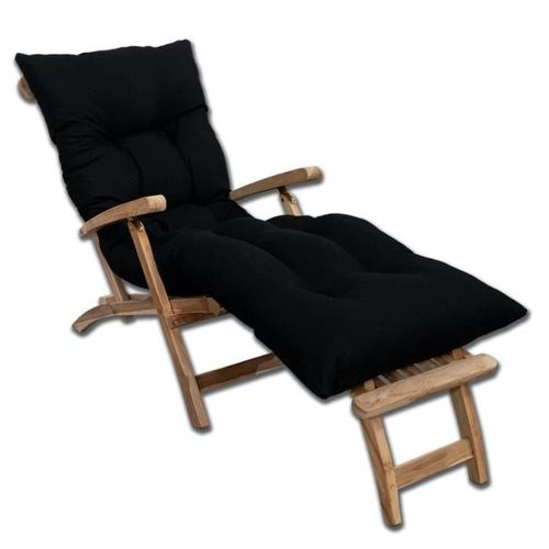 Bananair Coussin De Chaise Longue Bain De Soleil/ Matelas Pour Transat - Coussin Pour Chaise Extérieure - Fabriqué En France (Noir)