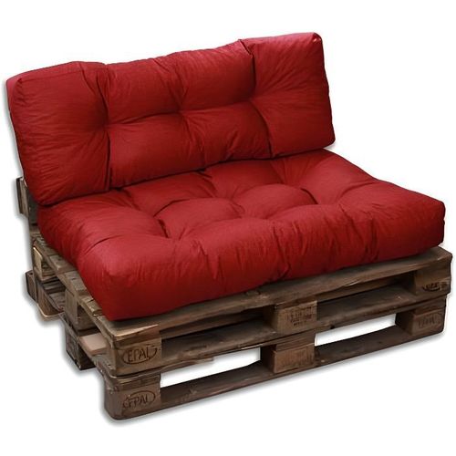 Coussins/Matelas De Palette, Siège Pour Palette Euro - Assise Et Dossier (Rouge, Lot 1 Dossier 120x40 Cm + 1 Assisse 120x80 Cm)