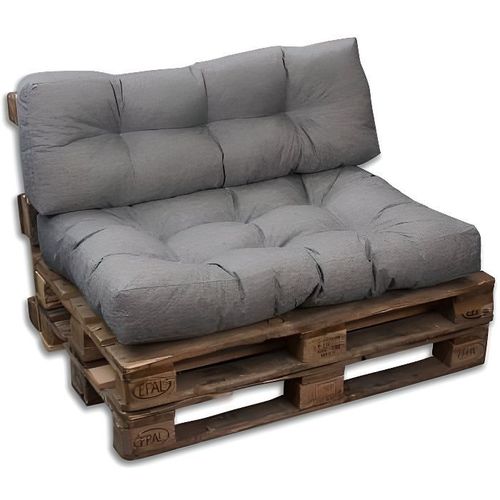 Coussins/Matelas De Palette, Siège Pour Palette Euro - Assise Et Dossier (Gris, Lot 1 Dossier 120x40 Cm + 1 Assise 120x80 Cm)